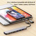 USB C Hub USB Splitter 8 in 2 USB Extender with 4 USB Port 1 USBC Port TF/SD Card Reader Audio Output Compatible with MacBook. 