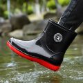 Men Rain Boots Non-slip Light Hiking Rain Shoes Slip on Waterproof Outdoor Leisure Rubber Fishing Shoes Work Water Shoes.