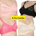 4 Pcs Best Quality Stylish & Stretchable Net Bra For Girls & Women. 