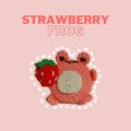 crochet handmade Strawberry frog keychain plushie. 