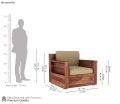 Marriott Wooden Sofa Set in 3+2+1 Seating (Honey Finish, Irish Cream). 