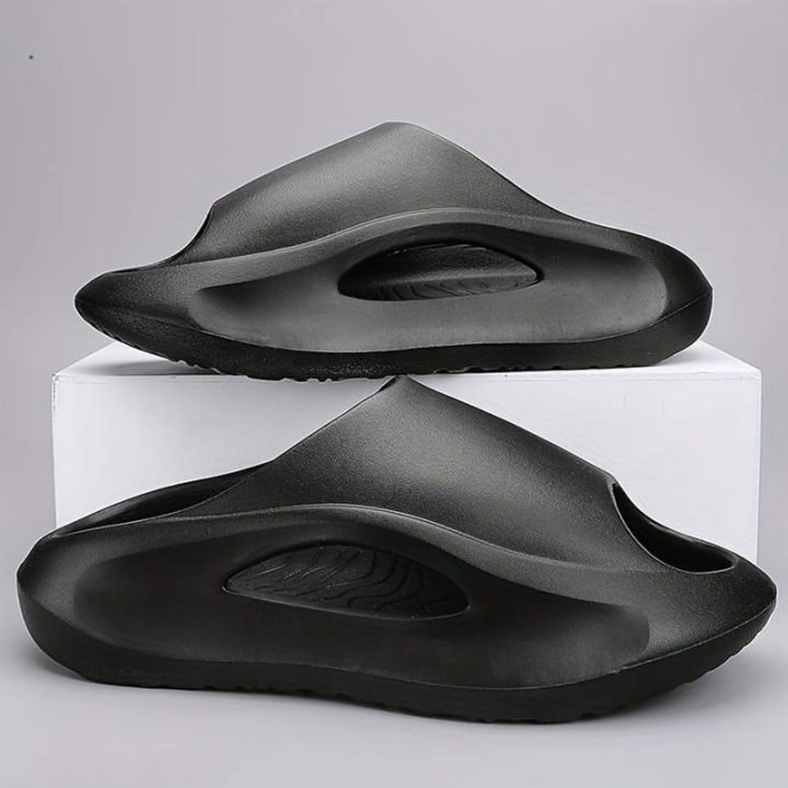 Men's Cloud Slides, Casual Non Slip Slippers, Open Toe Shoes For Indoor Outdoor Beach Shower, Spring And Summer