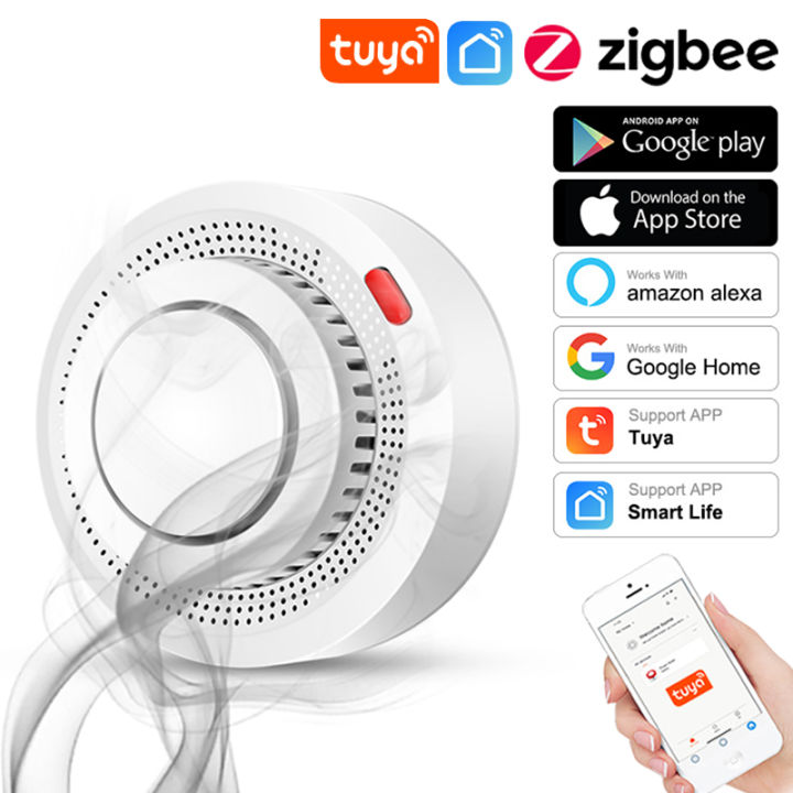 Tuya Zigbee Smart Smoke Detector Smart Life App Remote Monitoring Fire ...