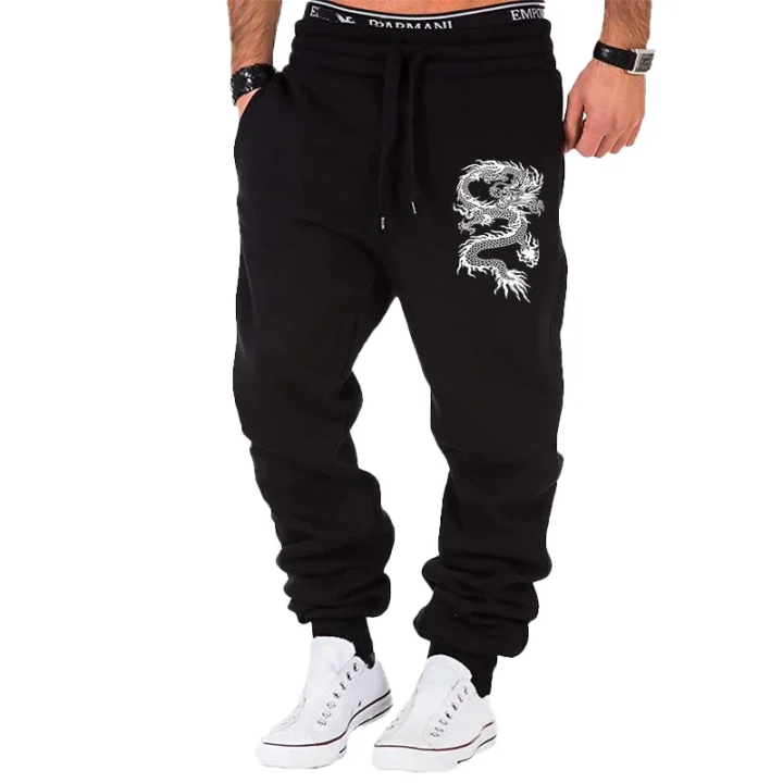 2025 Men's Dragon Pattern Printed Fashion Running Pants, Leisure Fitness, Outdoor Tight Clothing, Sports Pants,
