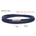 Noter New Arrival Mens Rope Bracelet 4mm Nylon Double Layer Lucky Thread Braclet Nickel Black Detachable Buckle Gift For Him. 