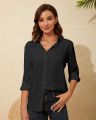 Formal Fashion Shirt Office Clothes Top Long Sleeves Collar Shirts For Women Button Plain. 