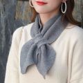 Korean Women Bowknot Cross Knit Ring Neck Scarves Fashion Female Autumn Winter Solid Color Elastic Soft Wool Warm Scarf.