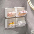 4pcs Plastic Wall Mounted Storage Boxes Dustproof Bathroom Organizer for Cotton Swabs Makeup Adhesive Small Jewelry Holder Box. 