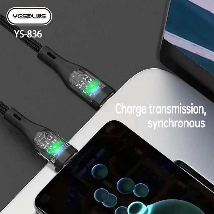 Yesplus%2066w%20Type-c%20To%20Type-c%20100CM%20Transparent%20YS-836%20Fast%20Cable%20-%20Image%205