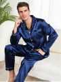 Men Pajama Sets Microfiber Sleepwear For Sleeping Man Shirt Silk Long Sleeve Pyjama Male Home Night Wear Plus Size Loungewear. 