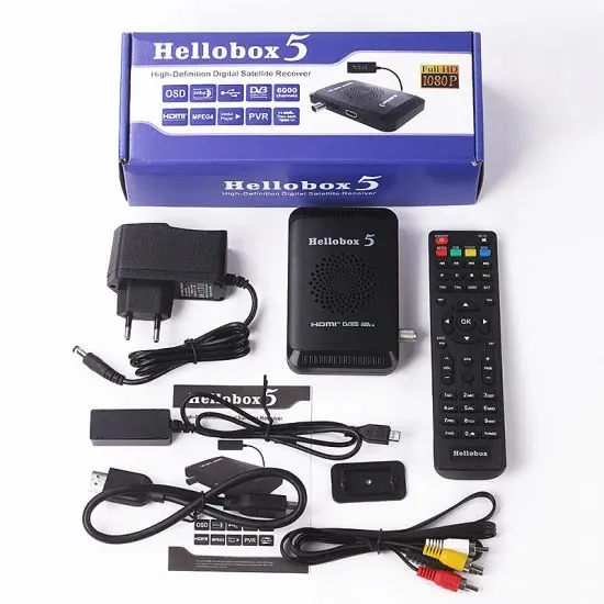 Hellobox 5 Receiver Satellite TV Receiver Box DVB-T2 DVB S2 Combo TV Box Tuner Satellite TV Receiver DVB S2X H.265 - 2 Year All Sri Lankan Channels Free No Reload- Wi-Fi Stick FREE