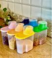 6Pcs 1kg Kitchen Dispenser with Lid Plastic Rice Container Food Storage Jar Cans for Kitchen Grain Dried Fruit Snacks. 