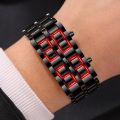 Fashion Mens Digital Lava Wrist Watch Men Black Full Metal Red Blue LED Display Watches  for Male Boy Sport Creative Clock. 