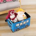 Non-Woven Cartoon School Bus Storage Box Car Pattern Toy Storage Box Dormitory. 