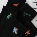5/10 Pairs Crew Socks Cartoon Dinosaur Comfortable, Breathable, Moisture Wicking and Sweat Wicking. 