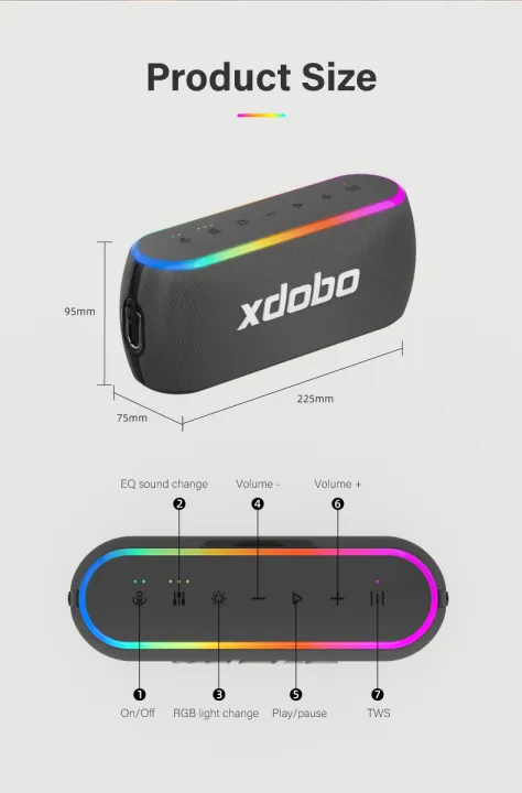 XDOBO%20X8%20III%20Bluetooth%20Speaker%20Wireless%20Subwoofer%206600mAh%2060W%20Powerful%20Deep%20Bass%20Power%20Bank%20Outdoor%20Party%20Hiking%20Music%20Fun%20-%20Image%205