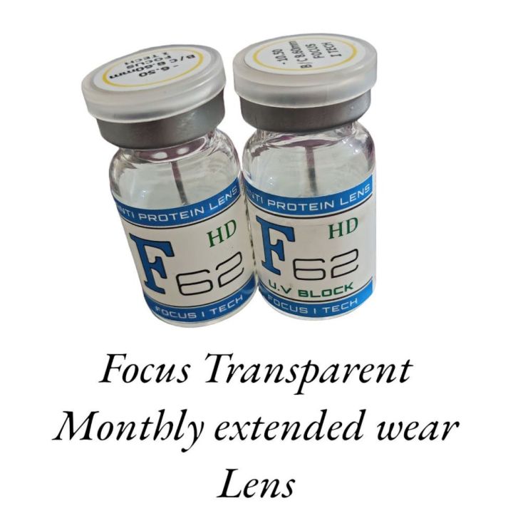 Focus Imported Transparent Monthly Extended wear Contact Lens with 62% water Contant Premium Class