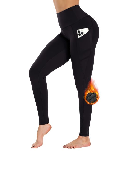 Fleece Lined Leggings with Pockets for Women - Thermal Warm Workout Winter Leggings for Women Yoga Pants for Women