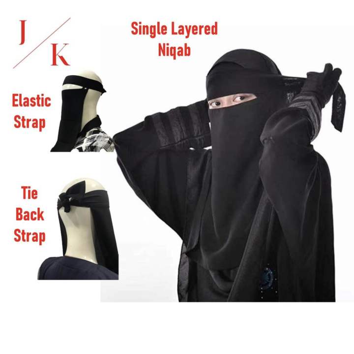 Single Layer Black Abaya Niqab Breathable Polyester Mix Fabric for Women and Girls