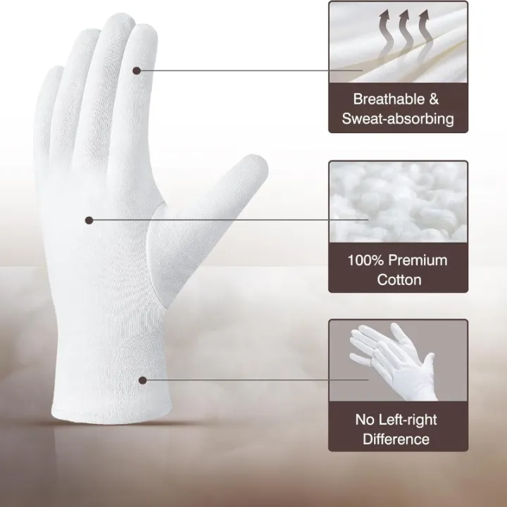 24PCS%20White%20Cotton%20Gloves%20for%20Eczema%20Dry%20Hands%20Breathable%20Work%20Gloves%20Liners%20Moisturizing%20Overnight%20Soft%20Jewelry%20Coin%20SPA%20Gloves%20-%20Image%202