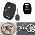 Combo Of Silicon Key Cover And Keychain For Honda City 2009 - 2020 So on...... 