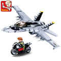 Aviation  Building Blocks Air Force F/A-18E Super Hornet Fighter Helicopter Aircraft Plane War Weapon Bricks Kids Toys. 