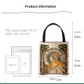 Mucha Series Digital Printed Canvas Bag Open Tote Bag Handbag Retro Canvas Shopping Bag. 