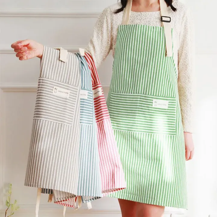 Kitchen%20Apron%20Fashionable%20Linen%20Striped%20Aprons%20For%20Restaurant%20Work%20Chef%20Waiter%20Adjustable%20Size%20Household%20Kitchen%20Cleaning%20Apron%20-%20Image%202