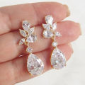 Huitan Crystal Drop Earrings with Bling Bling Cubic Zirconia Temperament Women Earrings High Quality Silver Color Trendy Jewelry.