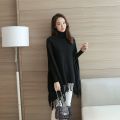 Women Poncho Coat Solid Elegant Pullover Female Jumper Irregular Tassel. 