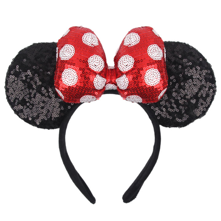 1pc Mouse Ears Headband Girls And Kids 4 Inch Polka Dot Bow Hairdband Holiday Party Travel DIY Hair Accessories