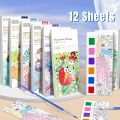 Kids Portable Watercolor Painting Book Paint With Water Brush Gouachi Graffiti Picture Coloring Drawing 12 sheets. 