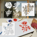 4PCS 5.9inch Rose Flower Stencils Reusable Floral Painting Templates for Wall Canvas Fabric DIY Craft Decor. 