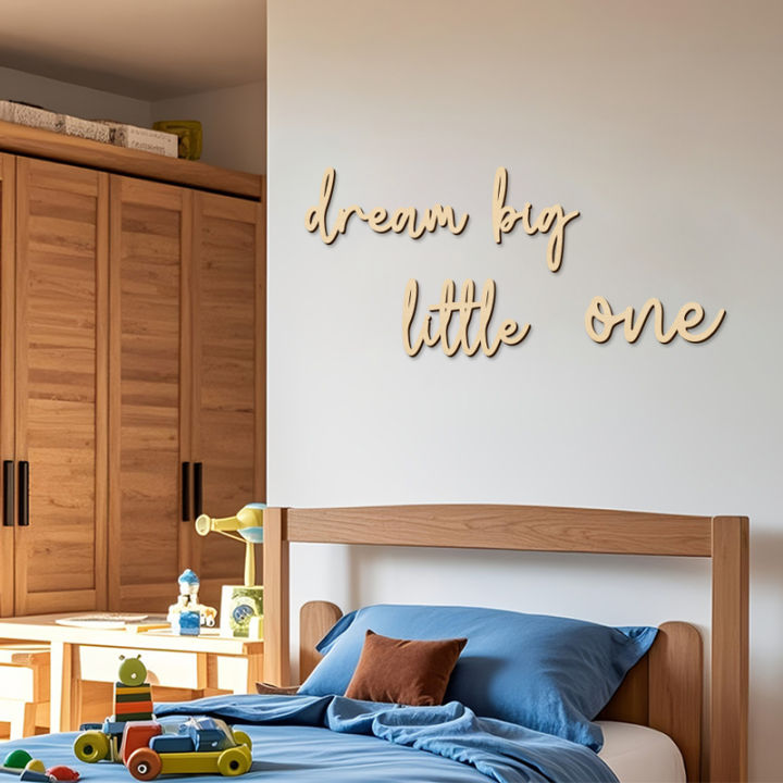 Dream%20Big%20Little%20One%20Wooden%20Wall%20Sign%20Wall%20Stickers%20Wood%20Phrase%20Display%20Wall%20Art%20for%20Boys%20and%20Girls'%20Room%20Wooden%20Decoration%20-%20Image%202