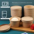25/50 Pack 235ml/8oz Paper Soup Containers with Lids Disposable Food Containers Kraft Ice Cream Bowls Soup Cup Ice Cream Cups.