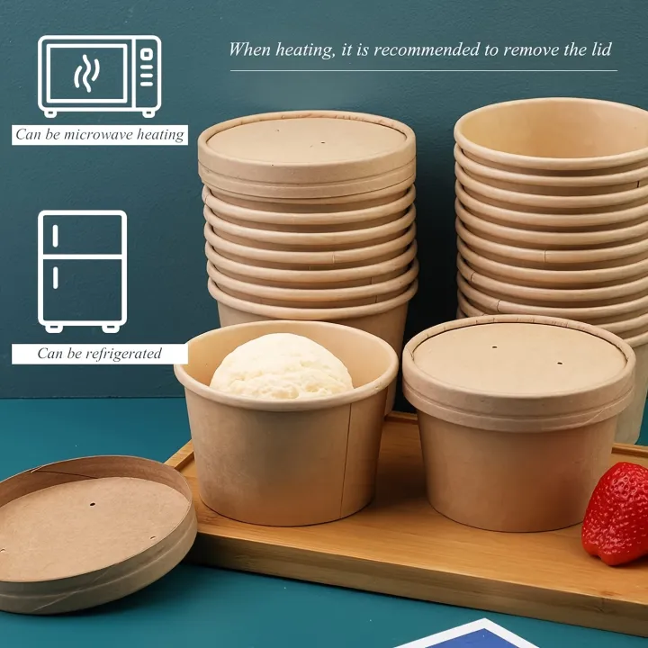 25/50%20Pack%20235ml/8oz%20Paper%20Soup%20Containers%20with%20Lids%20Disposable%20Food%20Containers%20Kraft%20Ice%20Cream%20Bowls%20Soup%20Cup%20Ice%20Cream%20Cups%20-%20Image%202