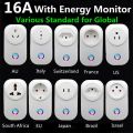 Tuya Wifi Smart Plug 16A EU Brazil Socket With Timer Power Energy Monitor SmartLife APP Voice Control Work For Google Home Alexa. 