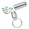 Medicine Box Keychain Metal Mini Waterproof Alloy Tablets Box Case Drugs Holder Contai.... 
