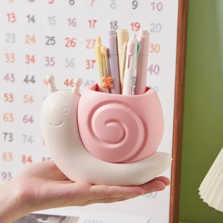 1Pc Snail-Shaped Pen Holder ABS Multi-Functional Desk Organizer Pencil Storage Desktop Stationery Container Makeup Brush Holder pen gpt