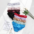 Hot Sale Ladies Frill Trim Satin 100% Ice Silk Seamless No Show Underwear Invisible Briefs Women's Panties. 