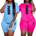 2026 Summer  Women's Shorts 2pcs Set Ladies Daily Casual Sports Short Sleeved Tracksuit Fashion Printed T-shirt Wear. 