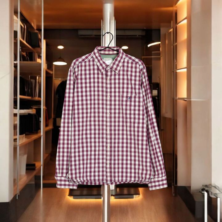 Next UK Men’s Checked Shirt – Burgundy & White – Full Sleeves | Daraz.pk