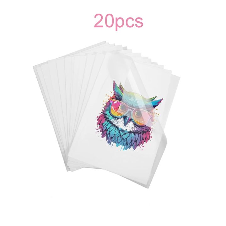 A4 DTF Transfer Film,No Shake Powders, 20 Sheets of Double-Sided PET Heat Transfer Paper for T-Shirt Textile - Cold & Hot Peel