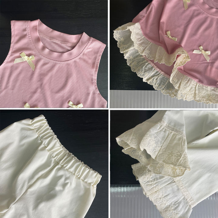 Bear%20Leader%20Summer%20Pink%20Girls%20Clothes%20Bow%20Decoration%20Sleeveless%20Top+Lace%20Patchwork%20Pants%20Fashionable%20New%20Easter%20Children's%20Set%20-%20Image%206