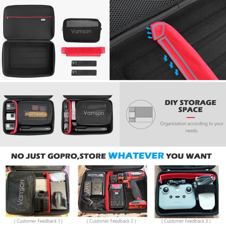 Vamson%20Large%20Waterproof%20Carrying%20Case%20PU%20for%20%20Hero%2011/10/9/8/7/6%20for%20%20OSMO%20Action%20Camera%20for%20insta360%20x3/x2%20Hard%20Shell%20-%20Image%206
