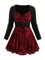 Halloween Special Plus Size Women's Gothic Halloween Party Dress Blouse. 