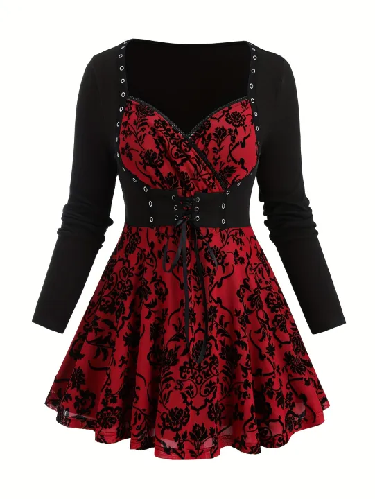 Halloween%20Special%20Plus%20Size%20Women's%20Gothic%20Halloween%20Party%20Dress%20Blouse%20-%20Image%203