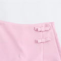 MUJER Pink White Mini Skirt Woman Skort Fashion Bow Skort For Women Summer Slit Short Skirt Woman Split High Waist Skirt Shorts.