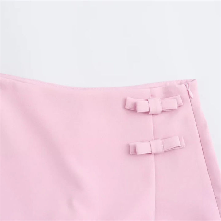MUJER%20Pink%20White%20Mini%20Skirt%20Woman%20Skort%20Fashion%20Bow%20Skort%20For%20Women%20Summer%20Slit%20Short%20Skirt%20Woman%20Split%20High%20Waist%20Skirt%20Shorts%20-%20Image%204