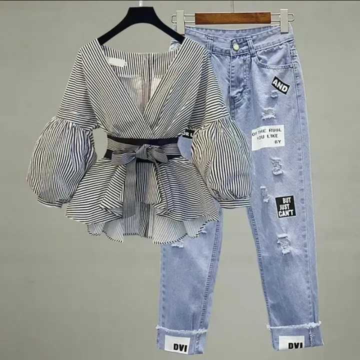 Autumn%202024%20Women's%20Clothing%20Outfit%20Ladies%20Casual%20Loose%20Shirt%20Vest%20Wide%20Leg%20Denim%20Pants%203%20Piece%20Sets%20Fashion%20Letter%20Jeans%20Blouse%20-%20Image%205